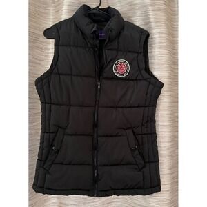 Madden Girl Womens Puffer Vest Black Full Zip Quilted Sleeveless Jacket Large
